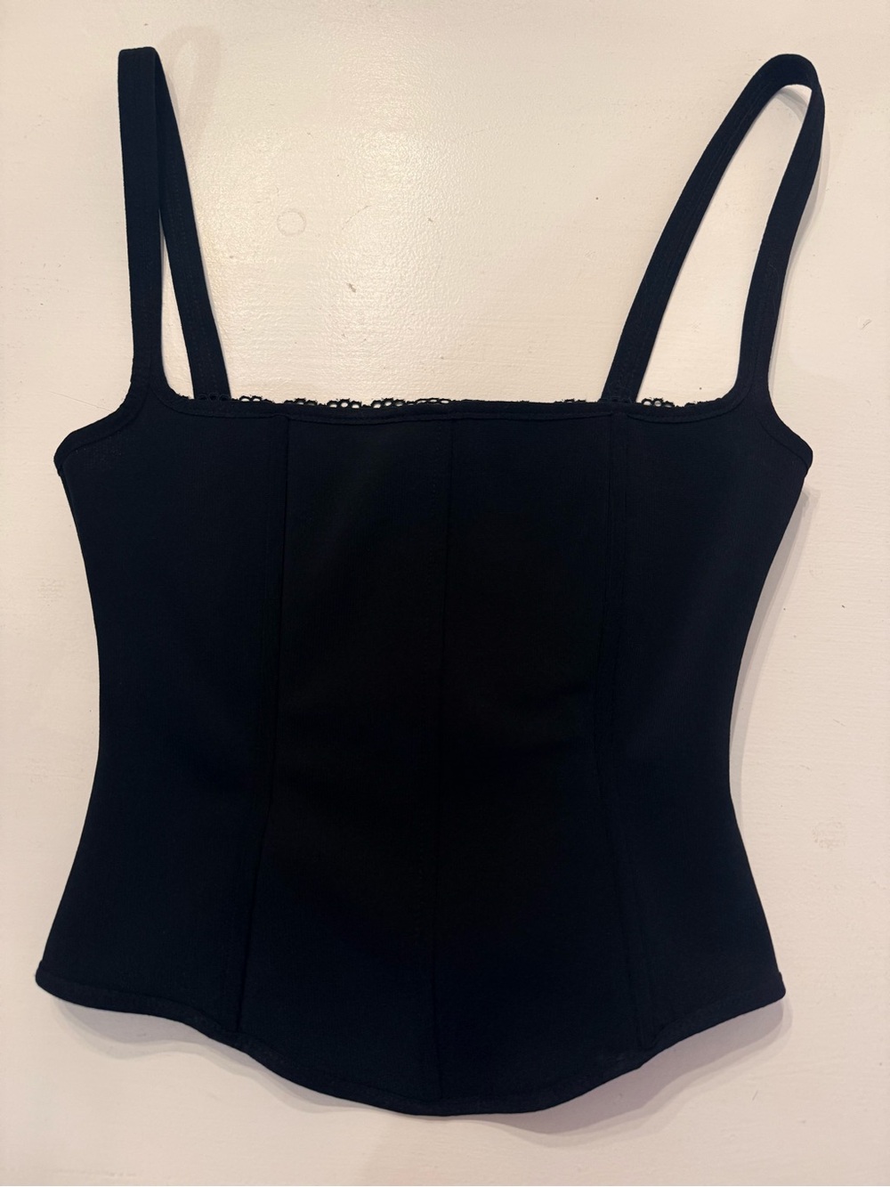 Zara Black Lace-Trim Corset Camisole